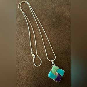 Stoneform Sterling Pinwheel of color pendant with chain